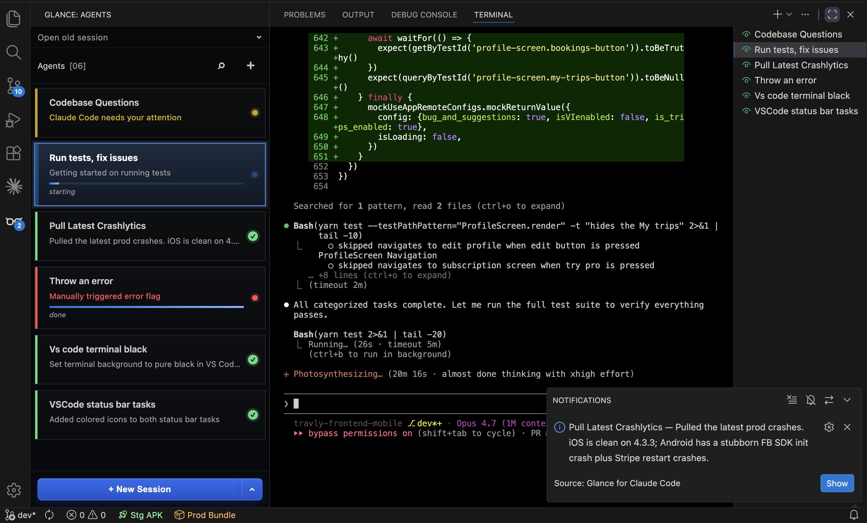 Glance hero — multi-session Claude Code agent panel for VS Code